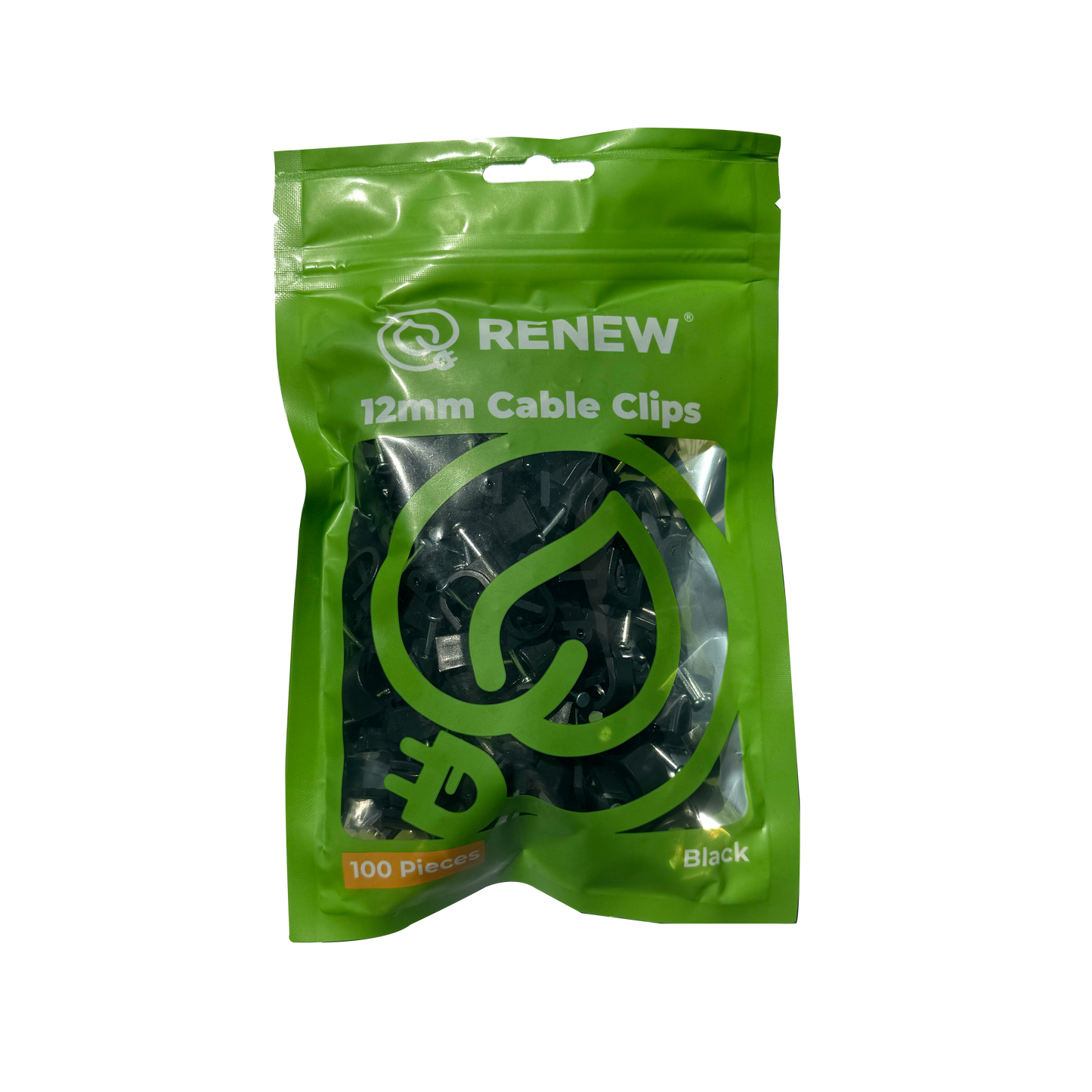 Renew 12mm Cable Clips - Black (Bag of 100 Pieces)