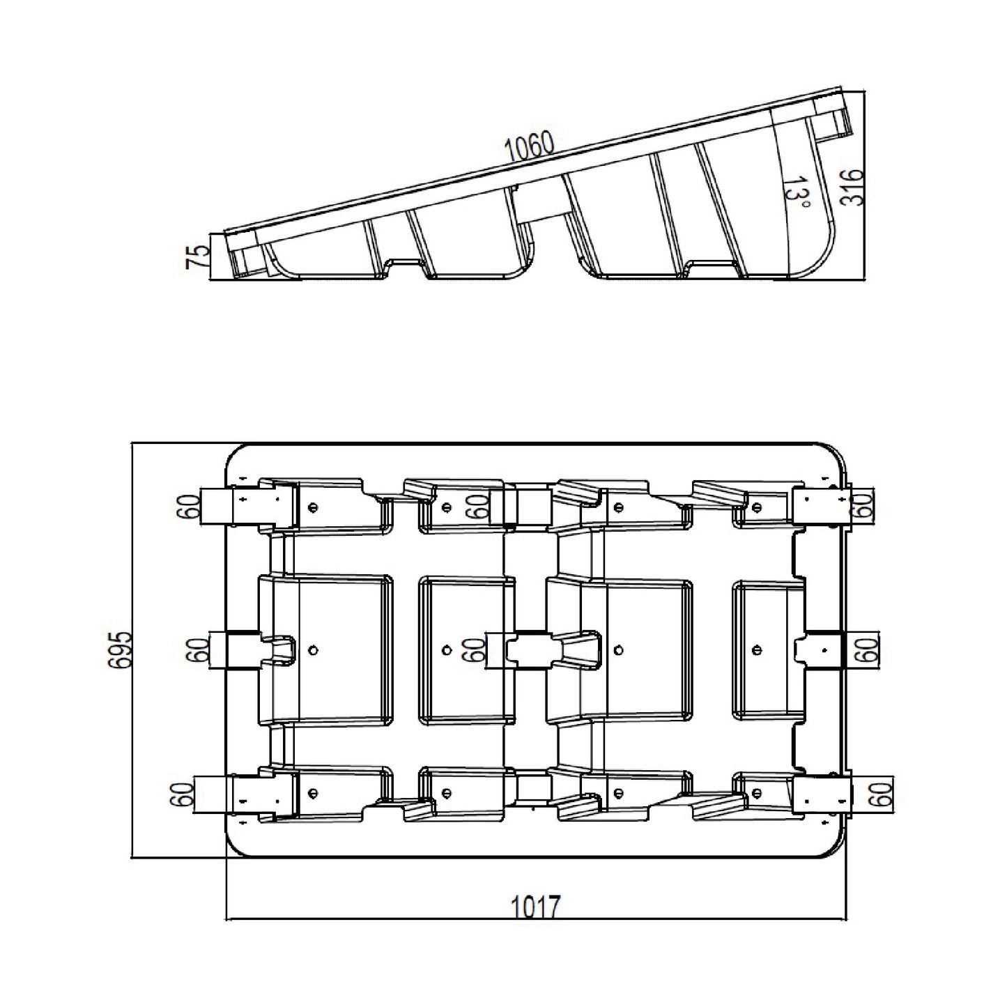 Fast Tub 13° Mounting System For Solar PV Panels - 1 Pallet (74 units)