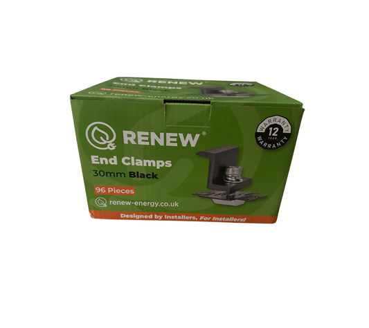 Renew x Fastensol End Clamp V2 - 30mm Black (Box of 96 Pieces)