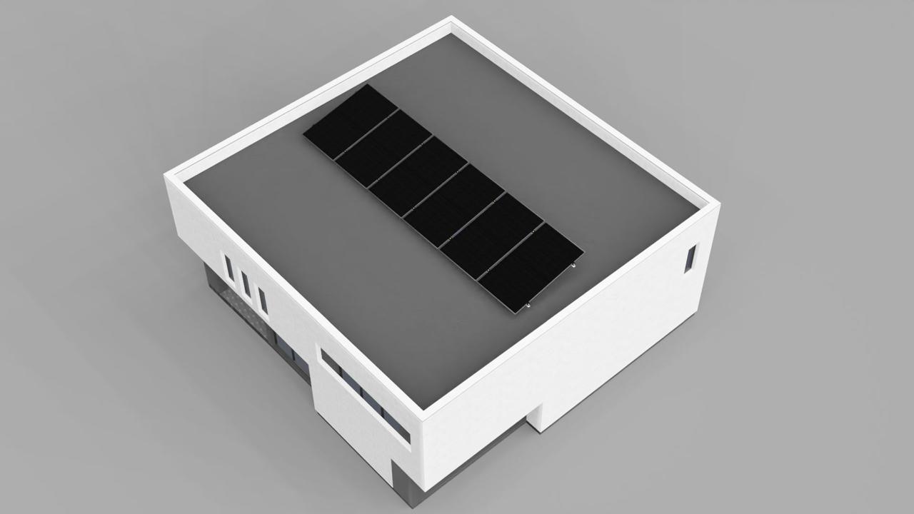 6 Panel Single Row Portrait Flat Roof & Ground Fast Mounting Kit 18 Degree Tubs With Panels