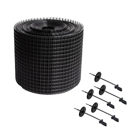 Bird mesh Kit - 1 Roll 100mm x 30M Black and 50 x Nylon clips