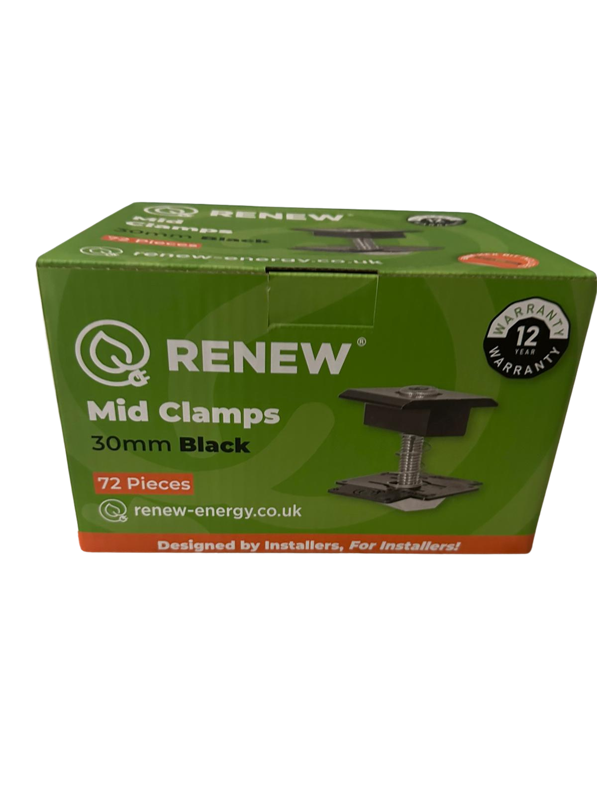 Renew x Fastensol Mid Clamp -  30mm V2 Black (Box of 72)