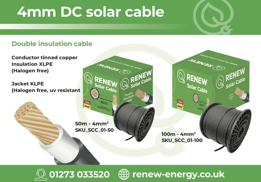 Solar Panel Cable (PV DC, 4mm, 50m, Double Insulation Cable)